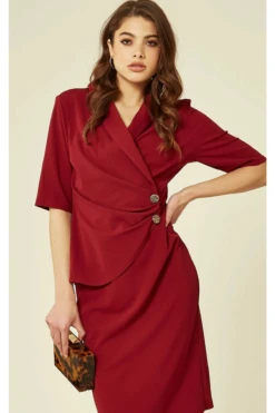 De La Creme Fashions Diane Wrap Blazer Dress 16 De La Creme Fashions Diane Wrap Blazer Dress -Yumi Clothing Shop godeu3EJ 9587