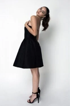 Double Second Black Jacquard Strapless Skater Dress -Yumi Clothing Shop gpHOe4Cp 14361
