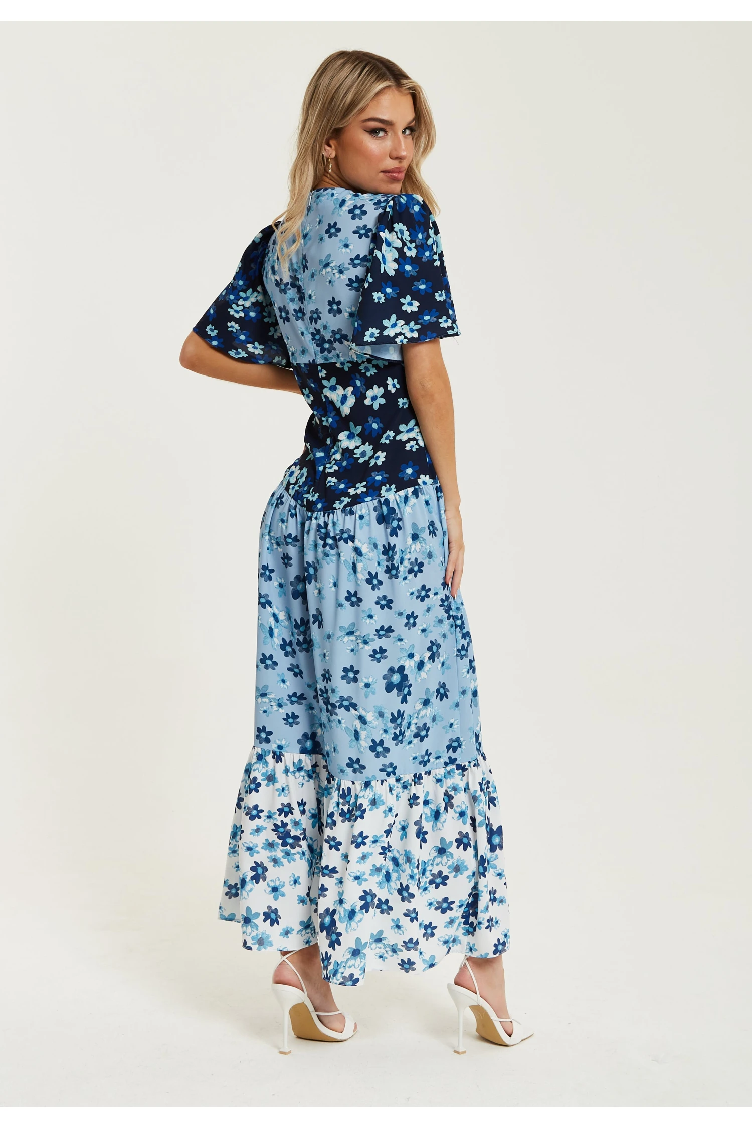 Liquorish Floral Print Midi Dress In Blue Navy And White 5 Liquorish Floral Print Midi Dress In Blue Navy And White - Image 5