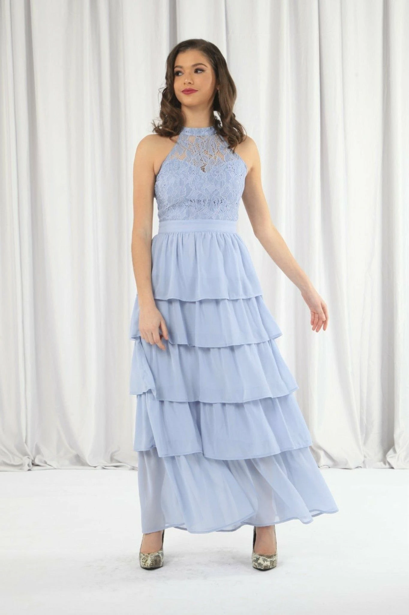 Double Second Light Blue Tiered Bridesmaid Dress 3 Double Second Light Blue Tiered Bridesmaid Dress - Image 3