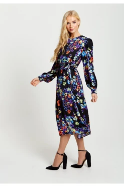 Liquorish Speckle Floral Print Midi Dress -Yumi Clothing Shop hBpFBkTu 12866