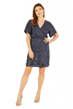 Mela London Navy Sequin Kimono Sleeve Wrap Dress -Yumi Clothing Shop hIdG7jG4 13617
