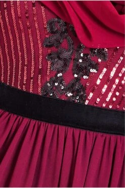 Goddiva Modesty Sequin Mesh Bodice Maxi Dress - Wine -Yumi Clothing Shop hJUkyXxv 15357