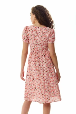 Liquorish Pink Floral Midi Dress With Trim Lace Details -Yumi Clothing Shop hUjOhtkx 10456