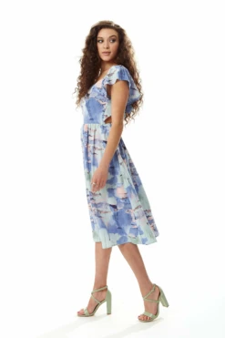 Liquorish Abstract Print Cut Out Back Midi Dress -Yumi Clothing Shop hfwW6M5L 10057