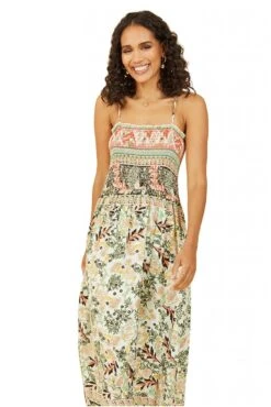 Mela London Green Paisley Shirred Maxi Dress 6 Mela London Green Paisley Shirred Maxi Dress -Yumi Clothing Shop hwGNEEVz 14760