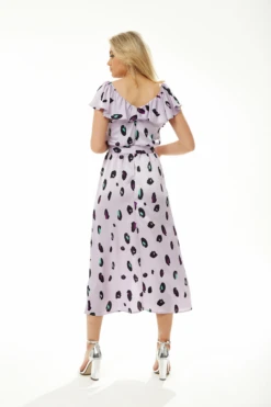 Liquorish Belted Midi Dress Off Shoulder Sleeves In Lilac -Yumi Clothing Shop hza9jHyl 8875