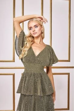 Goddiva Sequin Lurex Tiered Maxi Dress - Gold -Yumi Clothing Shop iVjb1n7K 13699