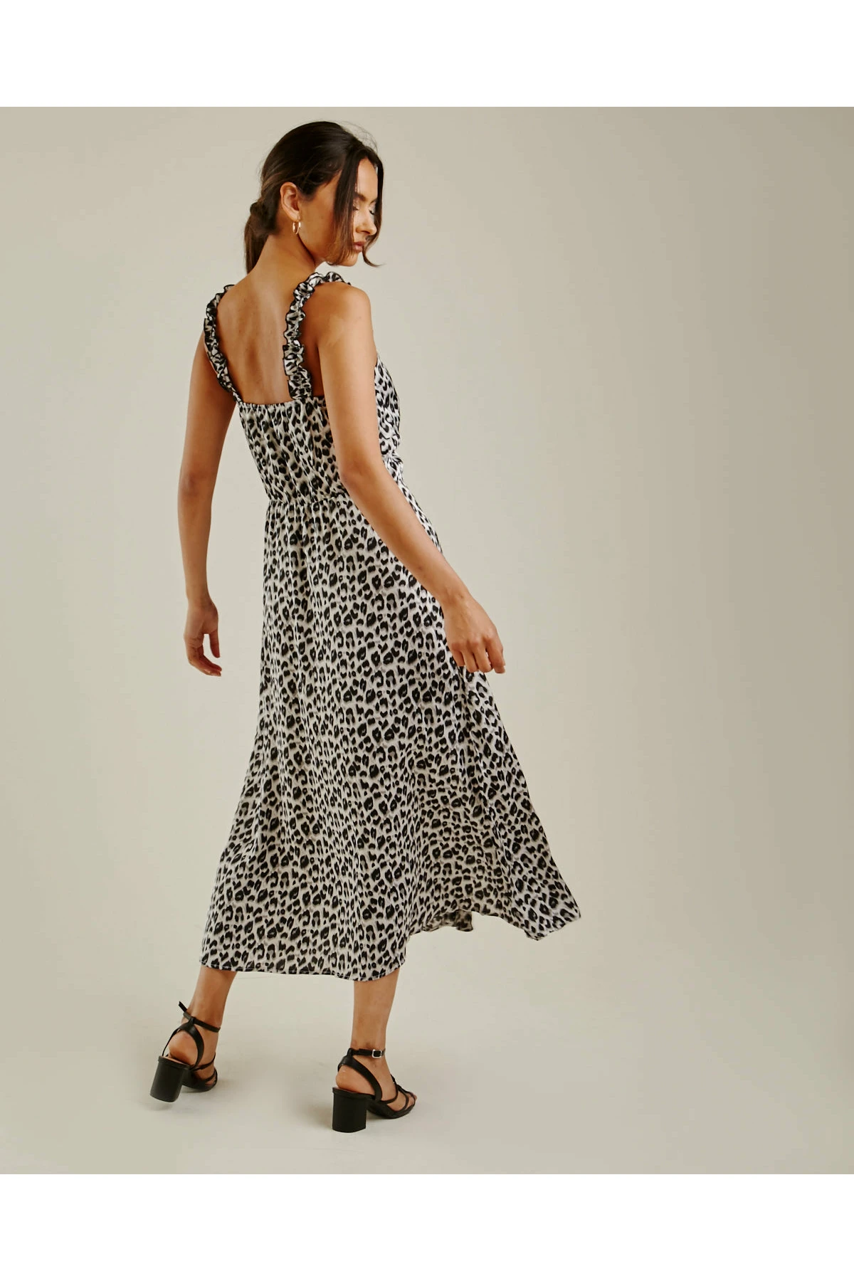 Dusty Pink Animal Print Silky Midi Dress 3 Dusty Pink Animal Print Silky Midi Dress - Image 3