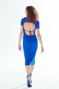 Liquorish High Neck Open Back Midi Dress - Blue -Yumi Clothing Shop iidtMZSn 7974