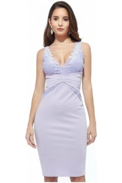 City Goddess Pleated Waist Lace Inserted Midi Dress - Lilac -Yumi Clothing Shop j12IuBQE 5803