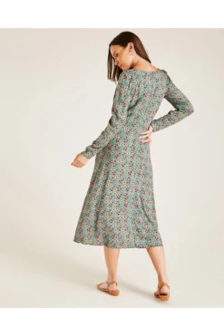 Dusty Pink Floral Long Sleeve Slit Dress | Green -Yumi Clothing Shop j9R7IVbW 12038