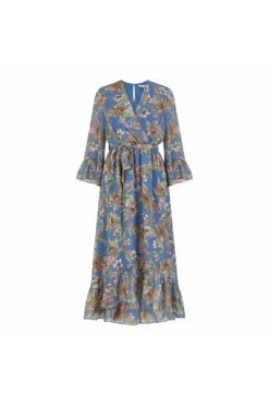 Yumi Grey Floral Dip Hem Midi Dress -Yumi Clothing Shop jCXyQ7vI 13362