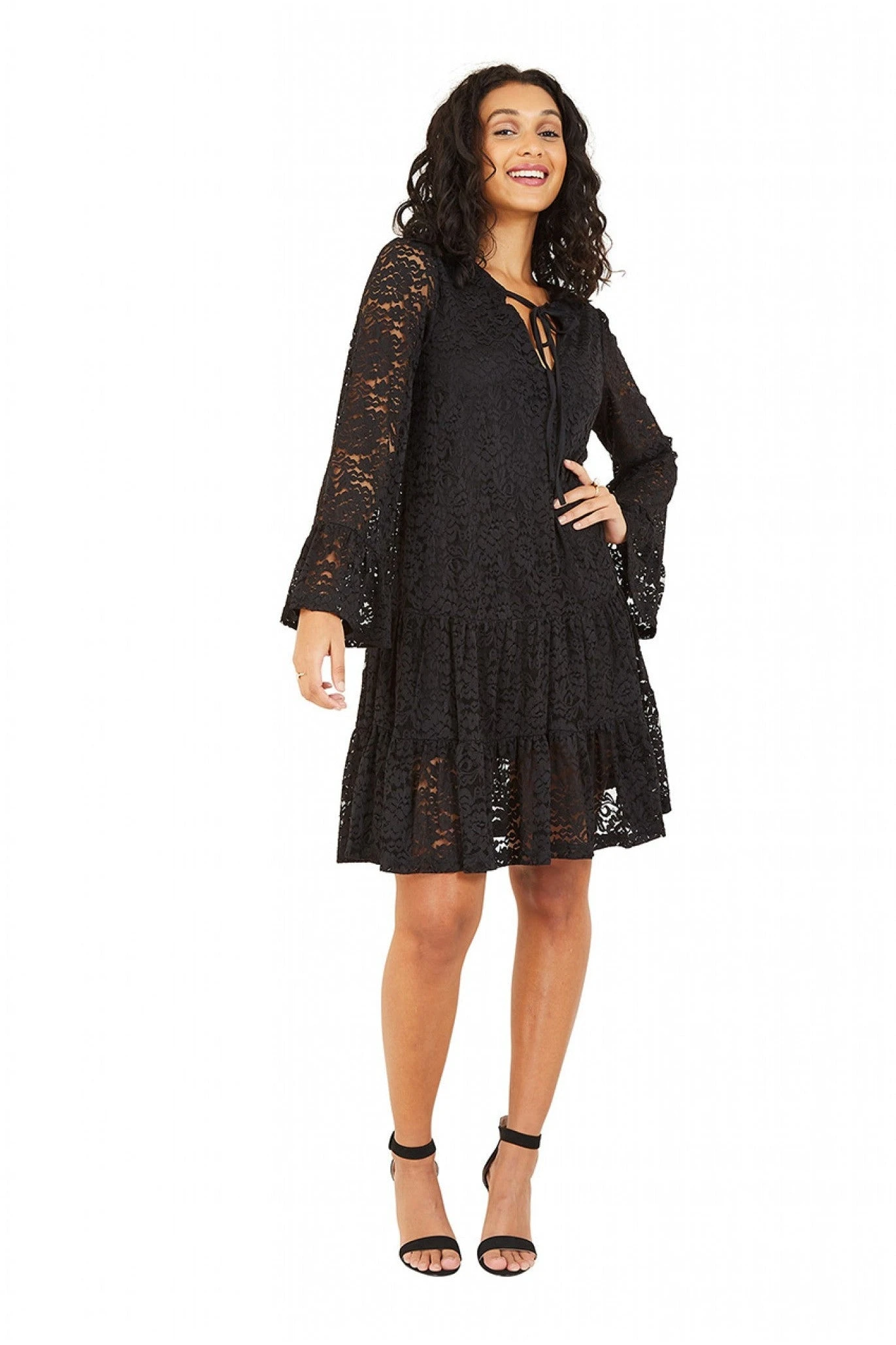 Mela London Black Lace Smock Dress 1 Mela London Black Lace Smock Dress