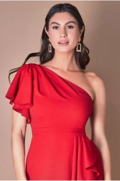Goddiva Waterfall Sleeve Wrap Midi Dress - Red -Yumi Clothing Shop jTfZmZ1Q 15539
