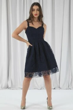 Double Second Navy Embroidered Lace Skater Dress 15 Double Second Navy Embroidered Lace Skater Dress -Yumi Clothing Shop jhT772PU 11921