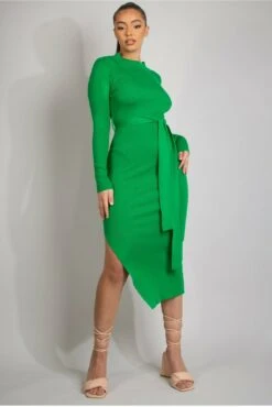 De La Creme Fashions Ribbed Round Neck Belted Midi Dress -Yumi Clothing Shop k5suVBES 11677