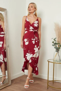 Lilura London Cami Wrap Midi Dress In Red Floral Print 9 Lilura London Cami Wrap Midi Dress In Red Floral Print -Yumi Clothing Shop kCwMslal 15692