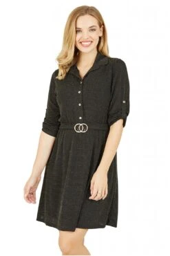 Mela London Black Sparkly Shirt Dress
