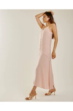 Dusty Pink Silky Slip On Dress -Yumi Clothing Shop kij7KnKY 11572