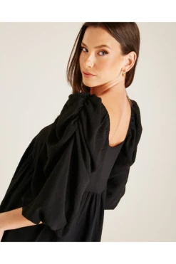 Dusty Pink Ruched Sleeve Smock Dress | Black 7 Dusty Pink Ruched Sleeve Smock Dress | Black -Yumi Clothing Shop kt3QTHsl 12047