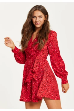 Liquorish Heart Print Mini Wrap Dress -Yumi Clothing Shop kuevS7IO 14954