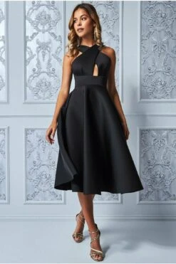 Goddiva Crossover Keyhole Midi Dress - Black -Yumi Clothing Shop l8HBKUGD 5515