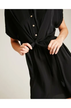 Dusty Pink Tie Up Front Swing Dress | Black 7 Dusty Pink Tie Up Front Swing Dress | Black -Yumi Clothing Shop lHnHdFmt 12206