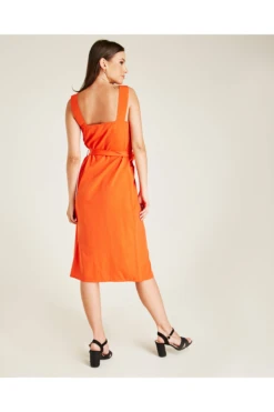 Dusty Pink Button Front Pinafore Dress | Orange Red -Yumi Clothing Shop lVKjsLpn 12189