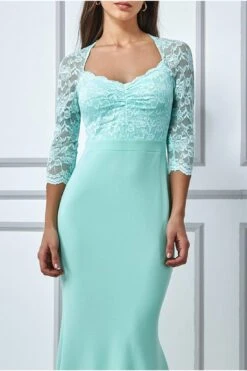 Goddiva Lace Bodice Maxi Dress With Sleeves - Mint -Yumi Clothing Shop lpLoNJMm 7860