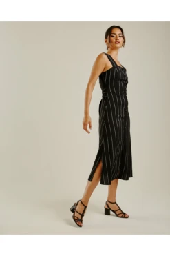 Dusty Pink Pinstriped Pinafore Midi Dress -Yumi Clothing Shop ly8yUhm8 11520