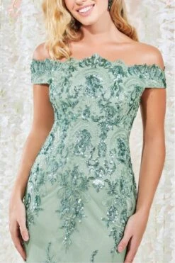 Goddiva Bardot Sequin Embroidered Maxi Dress - Sagegreen -Yumi Clothing Shop mBi8gxT0 14618