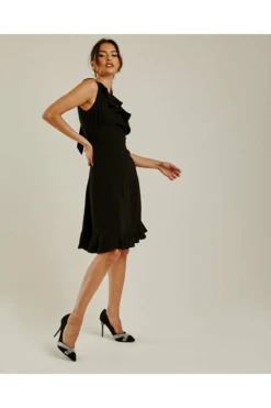 Dusty Pink Ruffled Swing Midi Dress | Black -Yumi Clothing Shop mM2aiMrn 11521