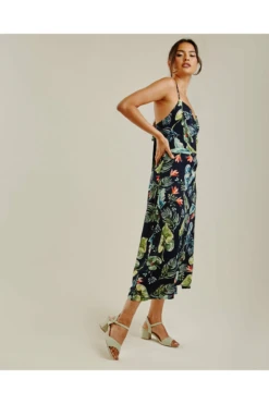 Dusty Pink Printed Strappy Maxi Dress | Dark Blue -Yumi Clothing Shop mSzxB4Py 11533