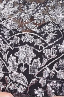 Goddiva Modesty Sequin Embroidered Maxi Dress - Silver -Yumi Clothing Shop mWRFSWuX 15346