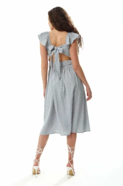 Liquorish Cut Out Back Midi Dress In Blue And Cream Gingham -Yumi Clothing Shop mjCcylnE 10075