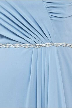 Goddiva Bardot Chiffon Maxi Dress With Belt - Dusky Blue -Yumi Clothing Shop mjccF3nC 10509