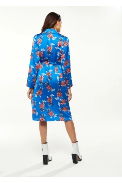 Liquorish Floral Print Shirt Dress In Bright Blue -Yumi Clothing Shop mtWjrHJV 8272