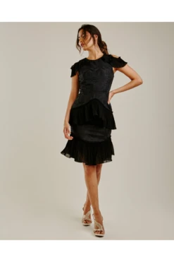 Dusty Pink Embroidered Layered Pleated Dress -Yumi Clothing Shop myjriCmQ 11584