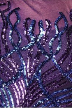 Goddiva Long Sleeve Sequin Flame Maxi Dress - Purple -Yumi Clothing Shop n50taIsN 13070