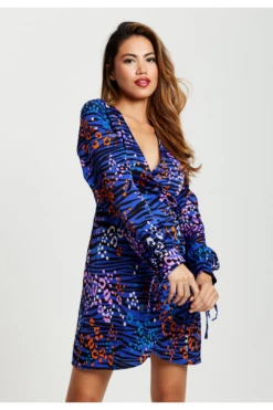Liquorish Vivid Zebra Print Mini Wrap Dress In Blue 8 Liquorish Vivid Zebra Print Mini Wrap Dress In Blue -Yumi Clothing Shop n5U0iwE6 13897