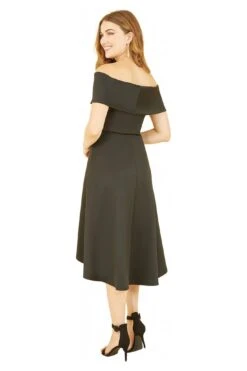 Mela London Black Bardot Dipped Hem Dress -Yumi Clothing Shop n6dvOmYN 14758