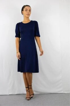 Signage Navy Round Neck Puff Sleeve Midi Dress 10 Signage Navy Round Neck Puff Sleeve Midi Dress -Yumi Clothing Shop nDerY69d 15263