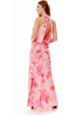 Liquorish Halter Maxi Floral Print Dress In Pink -Yumi Clothing Shop nRX5qkRK 10751