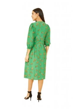 Yumi Green Cheetah Print Midi Shirt Dress -Yumi Clothing Shop nbB7F7hs 14794