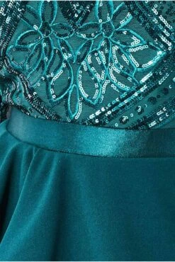 Goddiva Sequin Bodice With Front Frill Midi Dress - Emerald -Yumi Clothing Shop ng89Eyca 11069