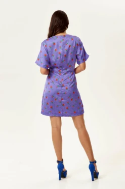 Liquorish Purple Floral Knot Front Mini Dress -Yumi Clothing Shop ngMMQFxR 8669