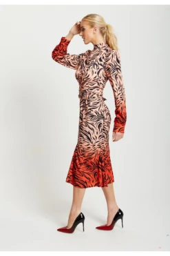 Liquorish Zebra Print Midi Dress With High Neck -Yumi Clothing Shop njf8Q1RK 13008