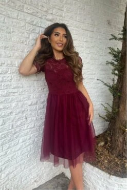 Double Second Red Lace Dress With Tulle Skirt -Yumi Clothing Shop nyo6fJCy 11910