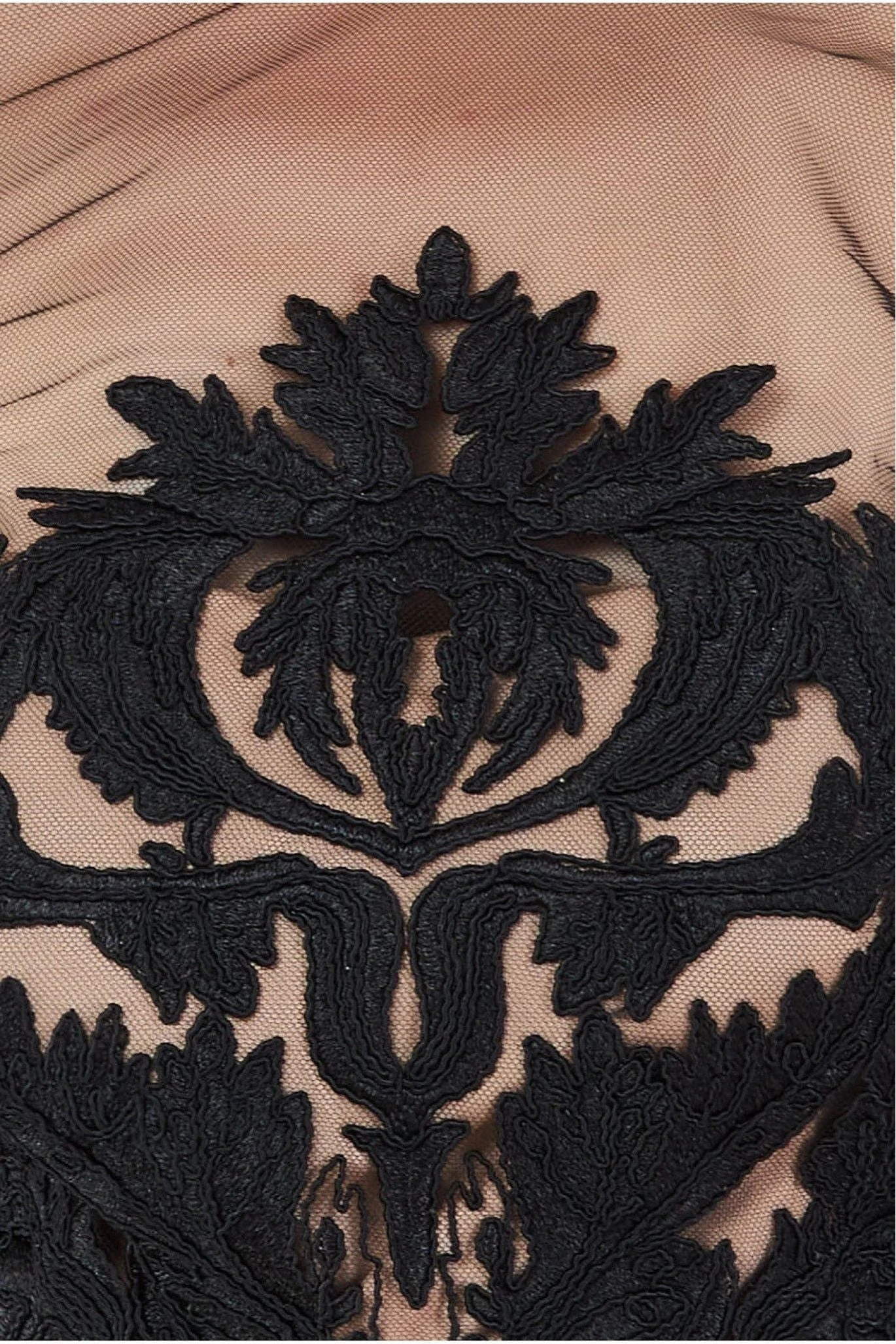 Goddiva Embroidered Mesh & Scuba Midi Dress - Black 4 Goddiva Embroidered Mesh & Scuba Midi Dress - Black - Image 4